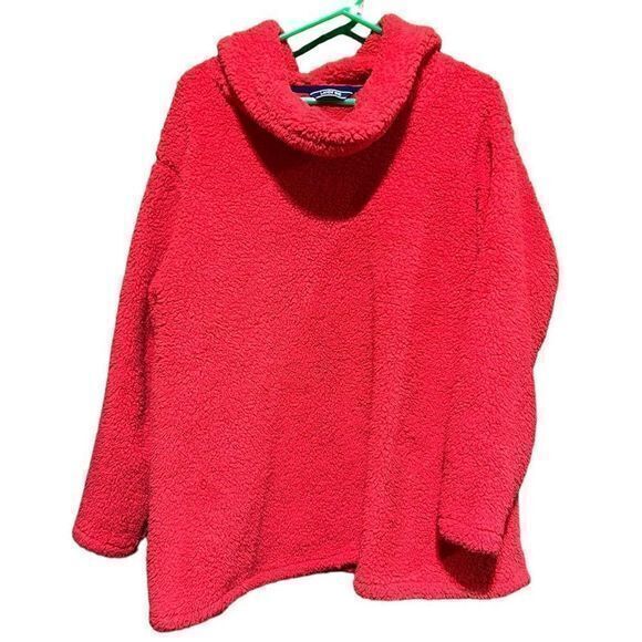 Lands' End Women's Sherpa Fleece Pullover Jacket Reddish Orange Plus Size 2X‎ - Picture 1 of 6